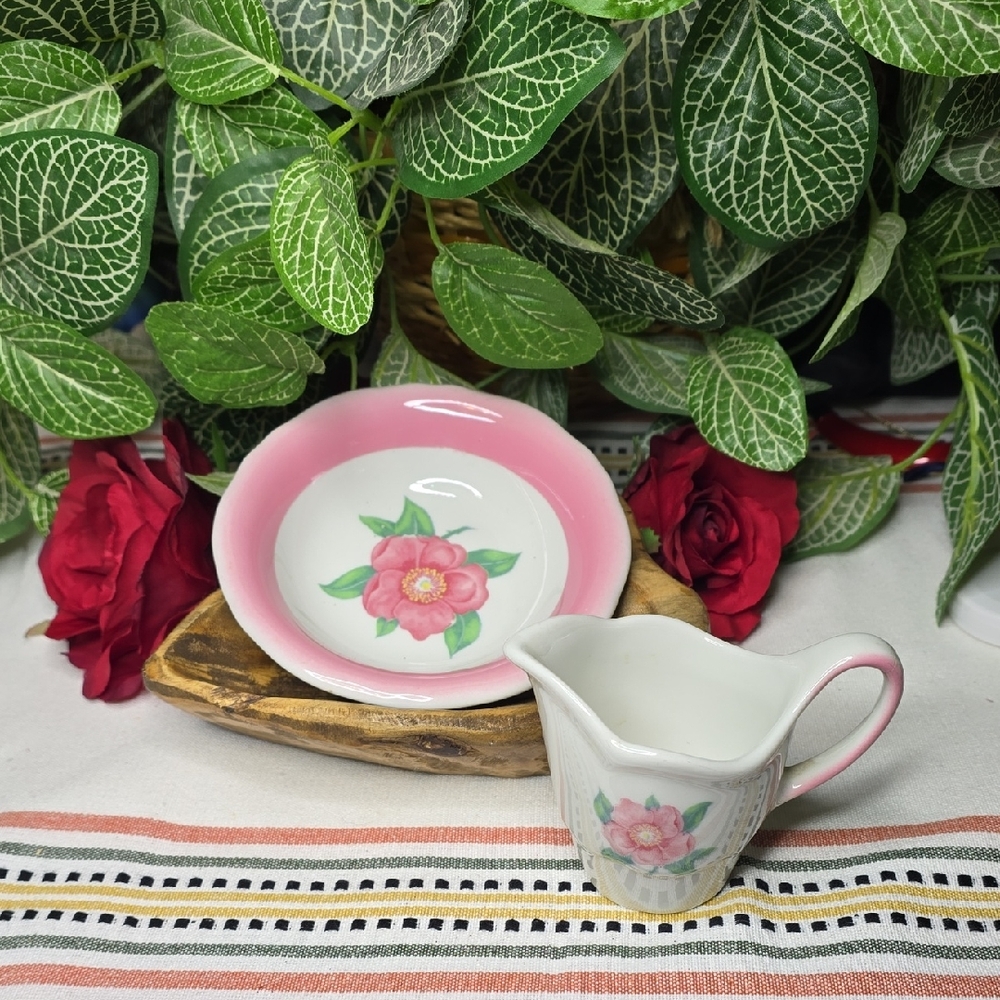 Charming Shenango Floral Creamer and Saucer Set
